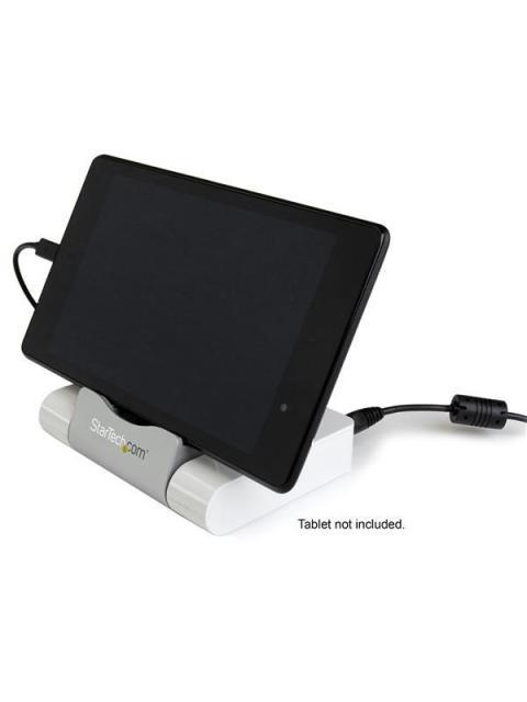 STARTECH  CONCENTRADOR USB 3.0 DE 3 PUERTOS HUB CON PUERTO DE CARGA RAPIDA (2.1A) Y BASE PARA LAPTOPS-TABLETS BLANCO
