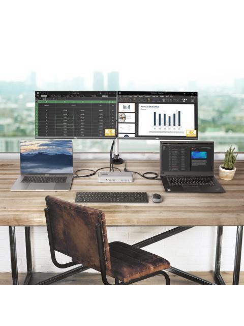 STARTECH  DOCKING STATION 129N-USBC-KVM-DOCK USB-C 2X USB 3.0 3X USB-C 2X USB 2.0 2X DISPLAYPORT 1X RJ-45 GRIS