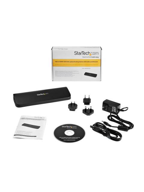 STARTECH  DOCKING STATION PARA LAPTOPS 4X USB 3.0 HDMI DVI VGA NEGRO