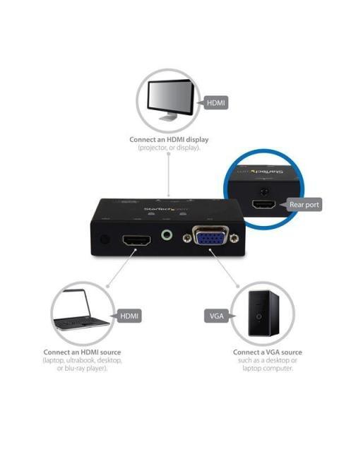 STARTECH  SWITCH CONVERTIDOR 2X1 VGA Y HDMI - HDMI CON CONMUTADO PRIORITARIO Y AUTOMATICO