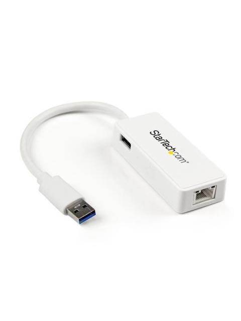 STARTECH  TARJETA ETHERNET EXTERNA USB 3.0 CON HUB ALAMBRICO 1X RJ-45 BLANCO