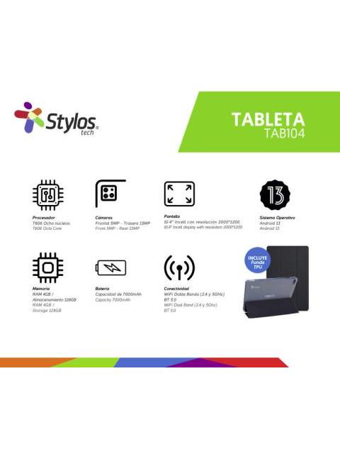 TABLET STYLOS STTA1041S 10.4 128GB ANDROID 13 PLATA