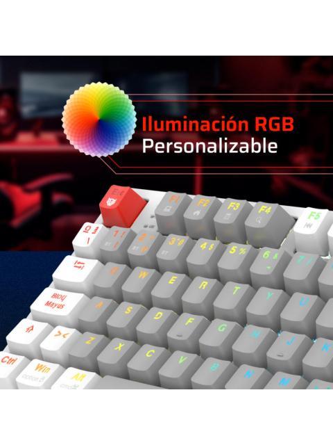 TECLADO GAMER BALAM RUSH LEVEL PRO GK990 LED RGB TKL TECLADO MECANICO OUTEMU RED INALAMBRICO RF INALAMBRICO-BLUETOOTH BLANCO ESPANOL