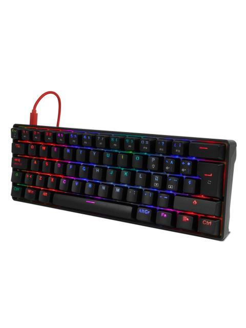 TECLADO GAMER GAME FACTOR KBG560 RGB TECLADO MECANICO SWITCH BLUE ALAMBRICO NEGRO (ESPANOL)