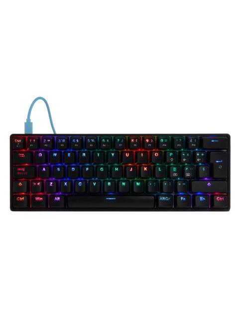 TECLADO MECANICO 60 GAME FACTOR KBG560RD RGB TECLAS EXTRAS RED INTERCAMBIABLES RED SWITCH USB ROJO