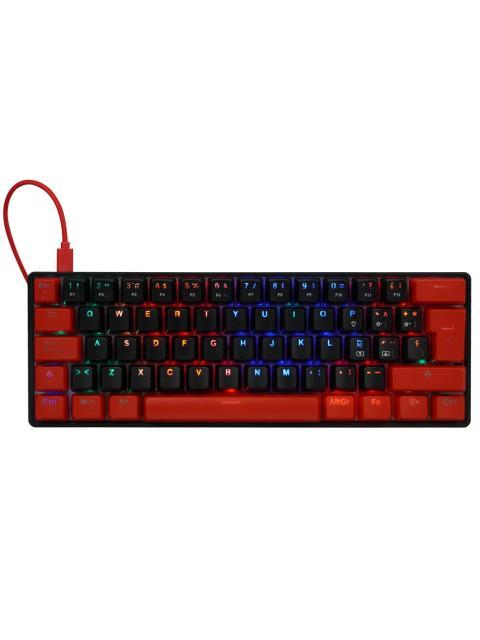 TECLADO MECANICO 60 GAME FACTOR KBG560RD RGB TECLAS EXTRAS RED INTERCAMBIABLES RED SWITCH USB ROJO