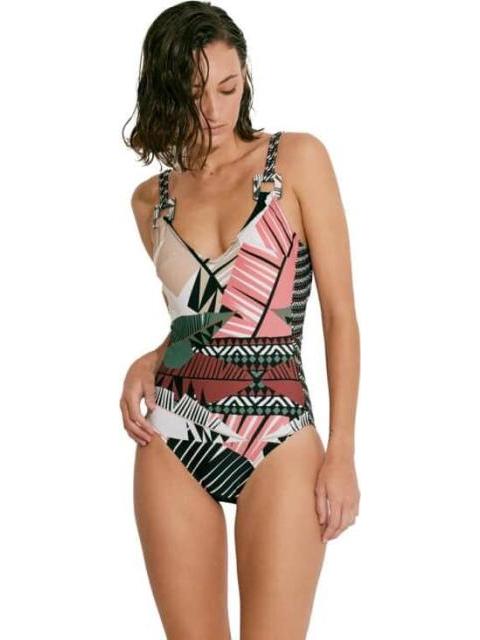 TRAJE DE BAÑO ESTAMPADO ETNICO BEIGE HOLLY LAND