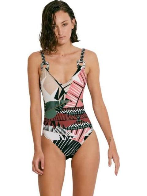 TRAJE DE BAÑO ESTAMPADO ETNICO BEIGE HOLLY LAND