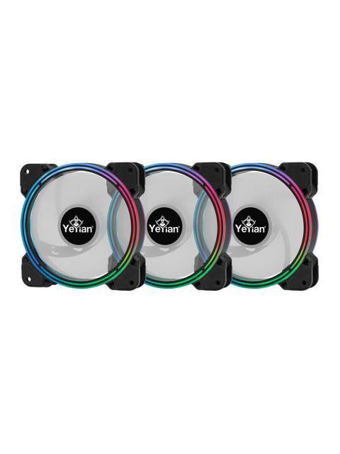 VENTILADOR YEYIAN TYPHOON LII MASTER ARGB LED 120MM 1300RPM NEGRO - 3 PIEZAS INCLUYE HUB-CONTROL-2 TIRAS LED