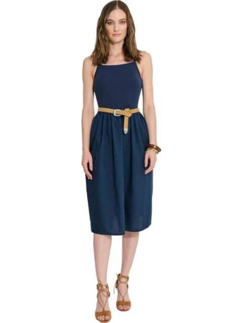 VESTIDO LARGO CON COPAS AZUL MARINO HOLLY LAND