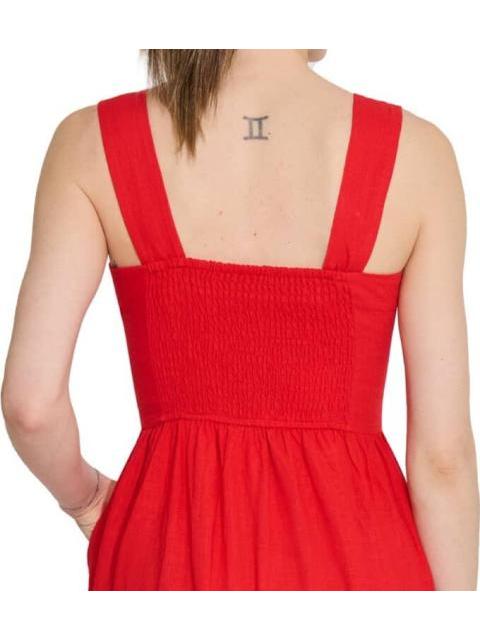 VESTIDO LARGO DE LINO ROJO HOLLY LAND