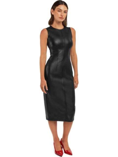 VESTIDO MIDI EFECTO PIEL NEGRO HOLLY LAND
