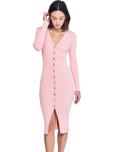VESTIDO MIDI TEJIDO ROSA SAO PAULO