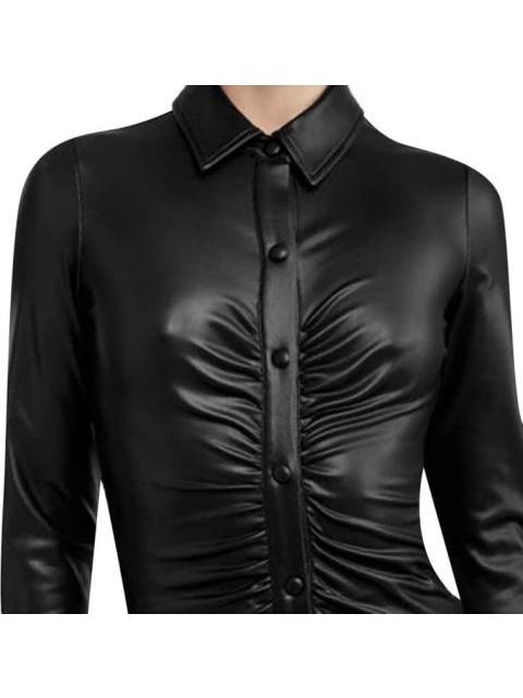 VESTIDO EFECTO PIEL NEGRO THALIA SODI