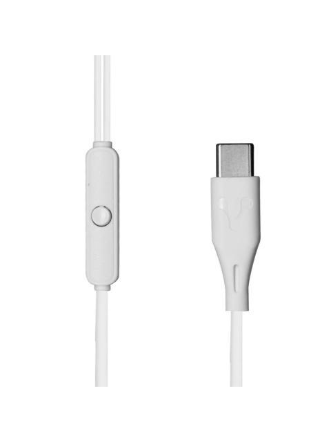 VORAGO AUDIFONOS INTRAURICULARES CON MICROFONO EP-306-WH ALAMBRICO 1.2 METROS USB-C BLANCO