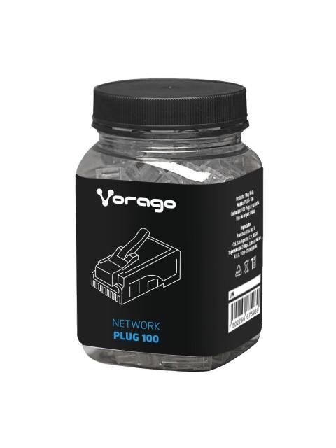 VORAGO CONECTOR RJ-45 TRANSPARENTE 100 PIEZAS