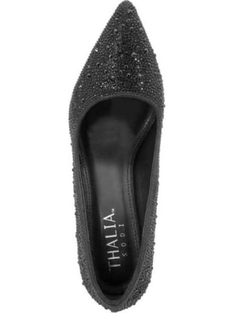 ZAPATILLA CON PEDRERIA TACON DELGADO NEGRO THALIA SODI