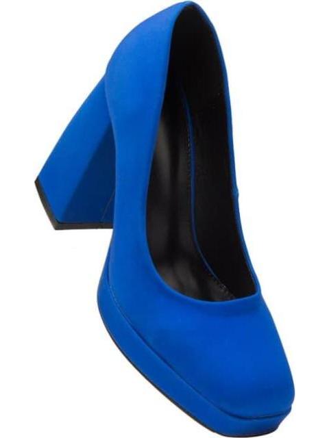 ZAPATO PUNTA CUADRADA PLATAFORMA TACON ANCHO AZUL SAO PAULO