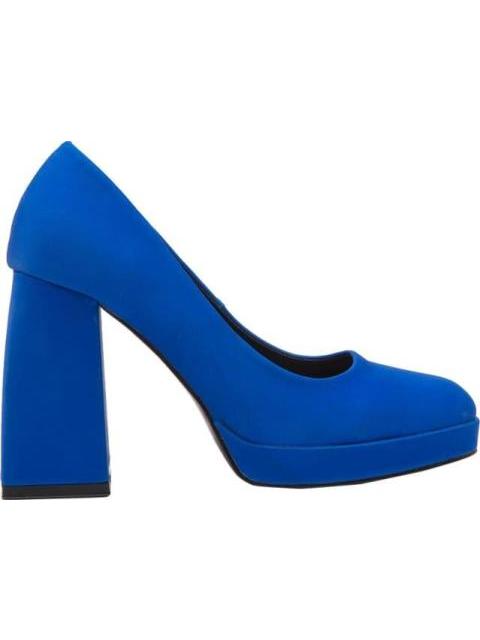 ZAPATO PUNTA CUADRADA PLATAFORMA TACON ANCHO AZUL SAO PAULO